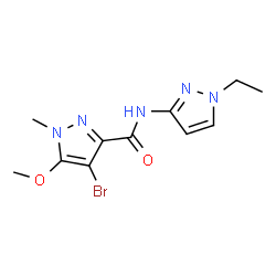 ChemSpider 2D Image | 4-Bromo-N-(1-ethyl-1H-pyrazol-3-yl)-5-methoxy-1-methyl-1H-pyrazole-3-carboxamide | C11H14BrN5O2