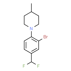 ChemSpider 2D Image | 1-[2-Bromo-4-(difluoromethyl)phenyl]-4-methylpiperidine | C13H16BrF2N