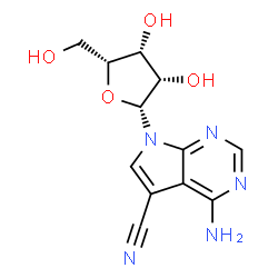 ChemSpider 2D Image | 4-Amino-7-(beta-D-lyxofuranosyl)-7H-pyrrolo[2,3-d]pyrimidine-5-carbonitrile | C12H13N5O4