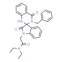 ChemSpider 2D Image | 2-(3'-Benzyl-2,4'-dioxo-3',4'-dihydro-1'H-spiro[indole-3,2'-quinazolin]-1(2H)-yl)-N,N-diethylacetamide | C28H28N4O3