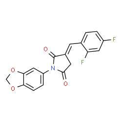 ChemSpider 2D Image | (3E)-1-(1,3-Benzodioxol-5-yl)-3-(2,4-difluorobenzylidene)-2,5-pyrrolidinedione | C18H11F2NO4