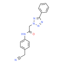 ChemSpider 2D Image | N-[4-(Cyanomethyl)phenyl]-2-(5-phenyl-2H-tetrazol-2-yl)acetamide | C17H14N6O