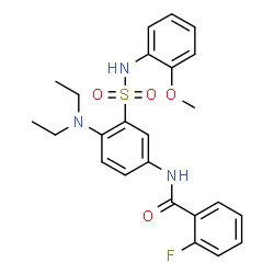 ChemSpider 2D Image | N-{4-(Diethylamino)-3-[(2-methoxyphenyl)sulfamoyl]phenyl}-2-fluorobenzamide | C24H26FN3O4S