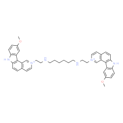 ChemSpider 2D Image | 2,2'-[1,6-Hexanediylbis(imino-2,1-ethanediyl)]bis(10-methoxy-7H-pyrido[4,3-c]carbazol-2-ium) | C42H46N6O2