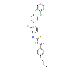 ChemSpider 2D Image | 4-Butoxy-N-({3-chloro-4-[4-(2-chlorobenzyl)-1-piperazinyl]phenyl}carbamothioyl)benzamide | C29H32Cl2N4O2S