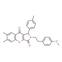 ChemSpider 2D Image | 2-[2-(4-Methoxyphenyl)ethyl]-6,7-dimethyl-1-(4-methylphenyl)-1,2-dihydrochromeno[2,3-c]pyrrole-3,9-dione | C29H27NO4