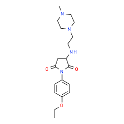 ChemSpider 2D Image | 1-(4-Ethoxyphenyl)-3-{[2-(4-methyl-1-piperazinyl)ethyl]amino}-2,5-pyrrolidinedione | C19H28N4O3