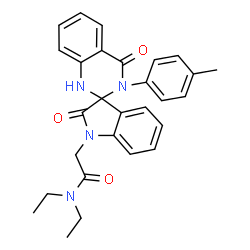 ChemSpider 2D Image | N,N-Diethyl-2-[3'-(4-methylphenyl)-2,4'-dioxo-3',4'-dihydro-1'H-spiro[indole-3,2'-quinazolin]-1(2H)-yl]acetamide | C28H28N4O3