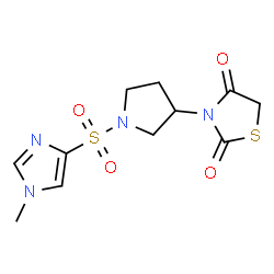 ChemSpider 2D Image | 3-{1-[(1-Methyl-1H-imidazol-4-yl)sulfonyl]-3-pyrrolidinyl}-1,3-thiazolidine-2,4-dione | C11H14N4O4S2