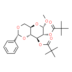 ChemSpider 2D Image | Methyl 4,6-O-benzylidene-2,3-bis-O-(2,2-dimethylpropanoyl)-alpha-D-glucopyranoside | C24H34O8