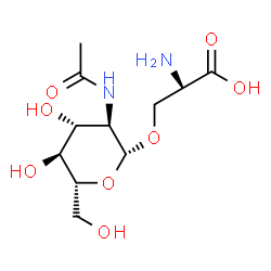ChemSpider 2D Image | (2R)-3-{[(2R,3R,4R,5S,6R)-3-Acetamido-4,5-dihydroxy-6-(hydroxymethyl)tetrahydro-2H-pyran-2-yl]oxy}-2-aminopropanoic acid | C11H20N2O8
