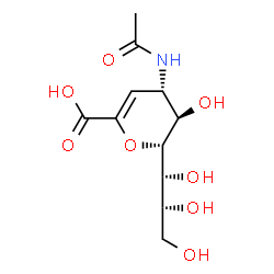 ChemSpider 2D Image | (6R)-4-Acetamido-2,6-anhydro-3,4-dideoxy-6-[(1R,2R)-1,2,3-trihydroxypropyl]-L-threo-hex-2-enonic acid | C11H17NO8