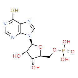 ChemSpider 2D Image | 9-(5-O-Phosphono-beta-L-ribofuranosyl)-1,9-dihydro-6H-purine-6-thione | C10H13N4O7PS