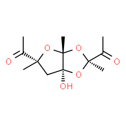 ChemSpider 2D Image | 1,1'-[(2S,3aR,5R,6aS)-6a-Hydroxy-2,3a,5-trimethyltetrahydrofuro[2,3-d][1,3]dioxole-2,5-diyl]diethanone | C12H18O6