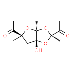 ChemSpider 2D Image | 1,1'-[(2S,3aS,5S,6aR)-6a-Hydroxy-2,3a,5-trimethyltetrahydrofuro[2,3-d][1,3]dioxole-2,5-diyl]diethanone | C12H18O6