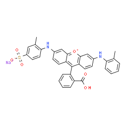 ChemSpider 2D Image | Benzenesulfonate, 4-[[9-(2-carboxyphenyl)-6-[(2-methylphenyl)amino]-3-xanthyliumyl]amino]-3-methyl-, sodium salt (1:1) | C34H26N2NaO6S