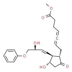 ChemSpider 2D Image | Methyl 7-{(1S,2S,3S)-3-hydroxy-2-[(3S)-3-hydroxy-4-phenoxy-1-buten-1-yl]-5-oxocyclopentyl}-4,5-heptadienoate | C23H28O6