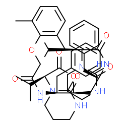 ChemSpider 2D Image | (S)-((2S,3S,5S)-2-(2-(2,6-dimethylphenoxy)acetamido)-5-((S)-3-methyl-2-(2-oxotetrahydropyrimidin-1(2H)-yl)butanamido)-1,6-diphenylhexan-3-yl) 3-methyl-2-(2-oxotetrahydropyrimidin-1(2H)-yl)butanoate | C46H62N6O7