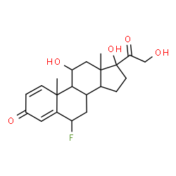 ChemSpider 2D Image | 6-Fluoro-11,17,21-trihydroxypregna-1,4-diene-3,20-dione | C21H27FO5
