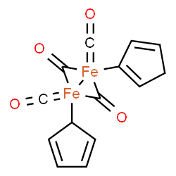 ChemSpider 2D Image | 1,4-Cyclopentadien-1-yl(2,4-cyclopentadien-1-yl)-bis[mu-(oxomethylene)][bis(oxomethylene)]diiron(Fe-Fe) | C14H10Fe2O4