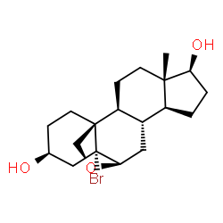 ChemSpider 2D Image | (3beta,5alpha,6beta,17beta)-5-Bromo-6,19-epoxyandrostane-3,17-diol | C19H29BrO3