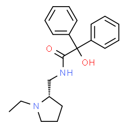 ChemSpider 2D Image | N-{[(2S)-1-Ethyl-2-pyrrolidinyl]methyl}-2-hydroxy-2,2-diphenylacetamide | C21H26N2O2