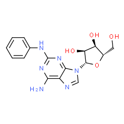ChemSpider 2D Image | N~2~-Phenyl-9-(beta-L-ribofuranosyl)-9H-purine-2,6-diamine | C16H18N6O4