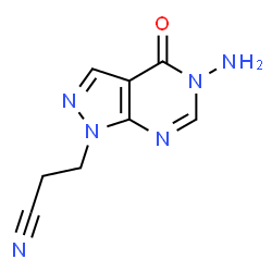 ChemSpider 2D Image | 3-(5-Amino-4-oxo-4,5-dihydro-1H-pyrazolo[3,4-d]pyrimidin-1-yl)propanenitrile | C8H8N6O