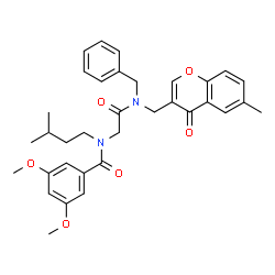 ChemSpider 2D Image | N-(2-{Benzyl[(6-methyl-4-oxo-4H-chromen-3-yl)methyl]amino}-2-oxoethyl)-3,5-dimethoxy-N-(3-methylbutyl)benzamide | C34H38N2O6