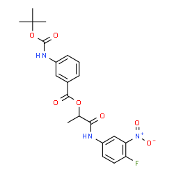 ChemSpider 2D Image | 1-[(4-Fluoro-3-nitrophenyl)amino]-1-oxo-2-propanyl 3-({[(2-methyl-2-propanyl)oxy]carbonyl}amino)benzoate | C21H22FN3O7
