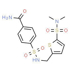 ChemSpider 2D Image | 4-({[5-(Dimethylsulfamoyl)-2-thienyl]methyl}sulfamoyl)benzamide | C14H17N3O5S3