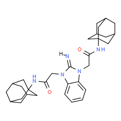 ChemSpider 2D Image | 2,2'-(2-Imino-1H-benzimidazole-1,3(2H)-diyl)bis[N-(adamantan-1-yl)acetamide] | C31H41N5O2