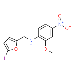 ChemSpider 2D Image | N-[(5-Iodo-2-furyl)methyl]-2-methoxy-4-nitroaniline | C12H11IN2O4