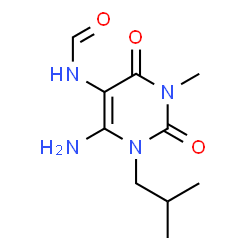ChemSpider 2D Image | N-(6-Amino-1-isobutyl-3-methyl-2,4-dioxo-1,2,3,4-tetrahydro-5-pyrimidinyl)formamide | C10H16N4O3