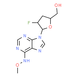 ChemSpider 2D Image | 9-(2,3-Dideoxy-2-fluoropentofuranosyl)-N-methoxy-9H-purin-6-amine | C11H14FN5O3