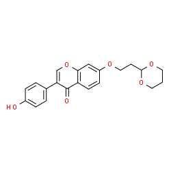ChemSpider 2D Image | 7-[2-(1,3-Dioxan-2-yl)ethoxy]-3-(4-hydroxyphenyl)-4H-chromen-4-one | C21H20O6