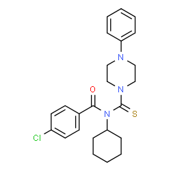 ChemSpider 2D Image | 4-Chloro-N-cyclohexyl-N-[(4-phenyl-1-piperazinyl)carbonothioyl]benzamide | C24H28ClN3OS