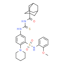 ChemSpider 2D Image | N-({3-[(2-Methoxyphenyl)sulfamoyl]-4-(1-piperidinyl)phenyl}carbamothioyl)-1-adamantanecarboxamide | C30H38N4O4S2