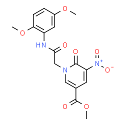 ChemSpider 2D Image | Methyl 1-{2-[(2,5-dimethoxyphenyl)amino]-2-oxoethyl}-5-nitro-6-oxo-1,6-dihydro-3-pyridinecarboxylate | C17H17N3O8