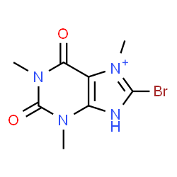 ChemSpider 2D Image | 8-Bromo-1,3,7-trimethyl-2,6-dioxo-2,3,6,9-tetrahydro-1H-purin-7-ium | C8H10BrN4O2