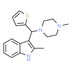 ChemSpider 2D Image | 2-Methyl-3-[(4-methyl-1-piperazinyl)(2-thienyl)methyl]-1H-indole | C19H23N3S