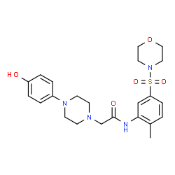 ChemSpider 2D Image | 2-[4-(4-Hydroxyphenyl)-1-piperazinyl]-N-[2-methyl-5-(4-morpholinylsulfonyl)phenyl]acetamide | C23H30N4O5S