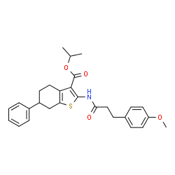 ChemSpider 2D Image | Isopropyl 2-{[3-(4-methoxyphenyl)propanoyl]amino}-6-phenyl-4,5,6,7-tetrahydro-1-benzothiophene-3-carboxylate | C28H31NO4S