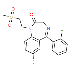 ChemSpider 2D Image | 7-Chloro-5-(2-fluorophenyl)-1-[2-(methylsulfonyl)ethyl]-1,3-dihydro-2H-1,4-benzodiazepin-2-one | C18H16ClFN2O3S