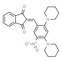 ChemSpider 2D Image | 2-[5-Nitro-2,4-di(1-piperidinyl)benzylidene]-1H-indene-1,3(2H)-dione | C26H27N3O4