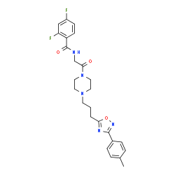 ChemSpider 2D Image | 2,4-Difluoro-N-[2-(4-{3-[3-(4-methylphenyl)-1,2,4-oxadiazol-5-yl]propyl}-1-piperazinyl)-2-oxoethyl]benzamide | C25H27F2N5O3