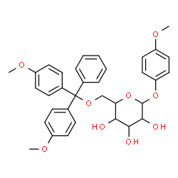 ChemSpider 2D Image | 4-Methoxyphenyl 6-O-(bis(4-methoxyphenyl)(phenyl)methyl)hexopyranoside | C34H36O9