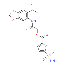 ChemSpider 2D Image | 2-[(6-Acetyl-1,3-benzodioxol-5-yl)amino]-2-oxoethyl 5-sulfamoyl-2-furoate | C16H14N2O9S
