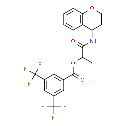 ChemSpider 2D Image | 1-(3,4-Dihydro-2H-chromen-4-ylamino)-1-oxo-2-propanyl 3,5-bis(trifluoromethyl)benzoate | C21H17F6NO4