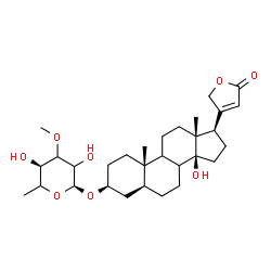 ChemSpider 2D Image | (3beta,5alpha,8xi,9xi)-3-[(6-Deoxy-3-O-methyl-alpha-D-glycero-hexopyranosyl)oxy]-14-hydroxycard-20(22)-enolide | C30H46O8